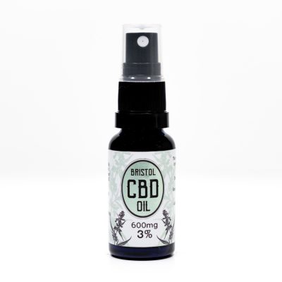 600mg 3% Bristol CBD Oil, 20ml Spray, Front Lid